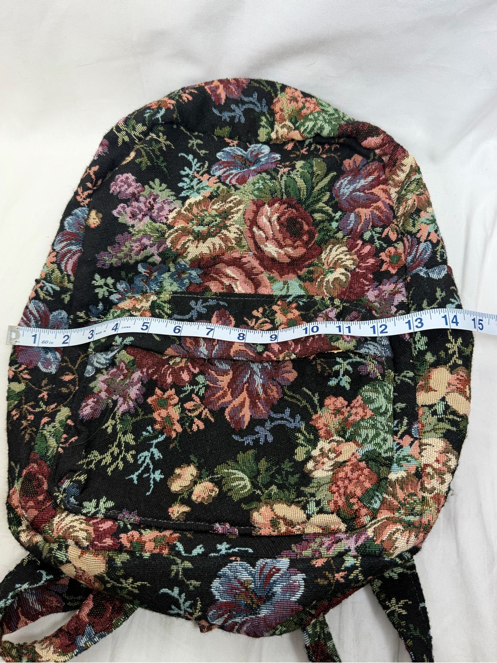 Gypsy Wings Floral Tapestry Backpack whimsical- Black Floral - Picture 9 of 9